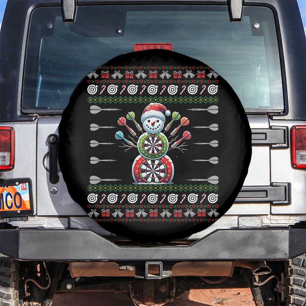 Funny Snowman Dartboard Spare Tire Cover Dartist Ugly Christmas Gift TS12 No hole Black Print Your Wear