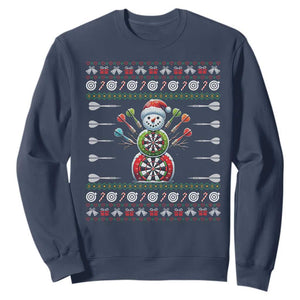 Funny Snowman Dartboard Sweatshirt Dartist Ugly Christmas Gift TS12 Navy Print Your Wear