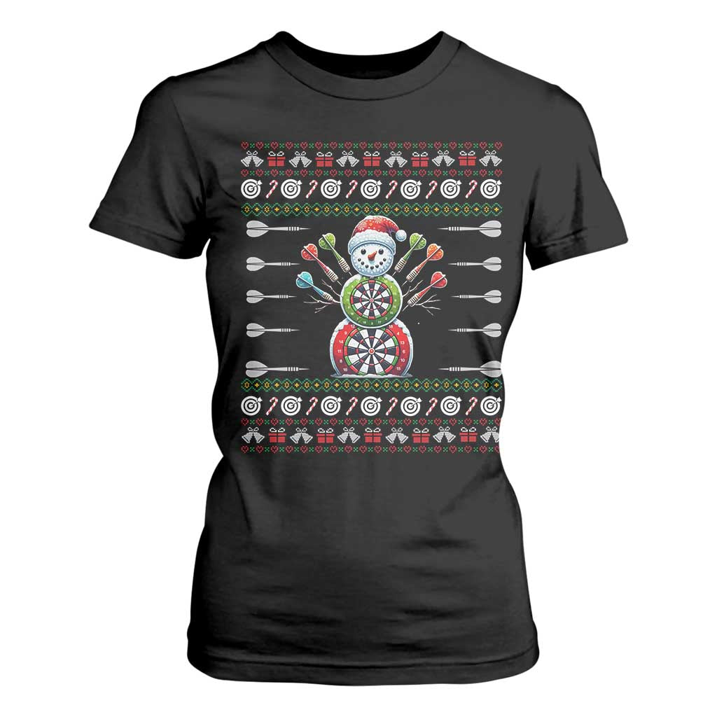 Funny Snowman Dartboard T Shirt For Women Dartist Ugly Christmas Gift TS12 Black Print Your Wear