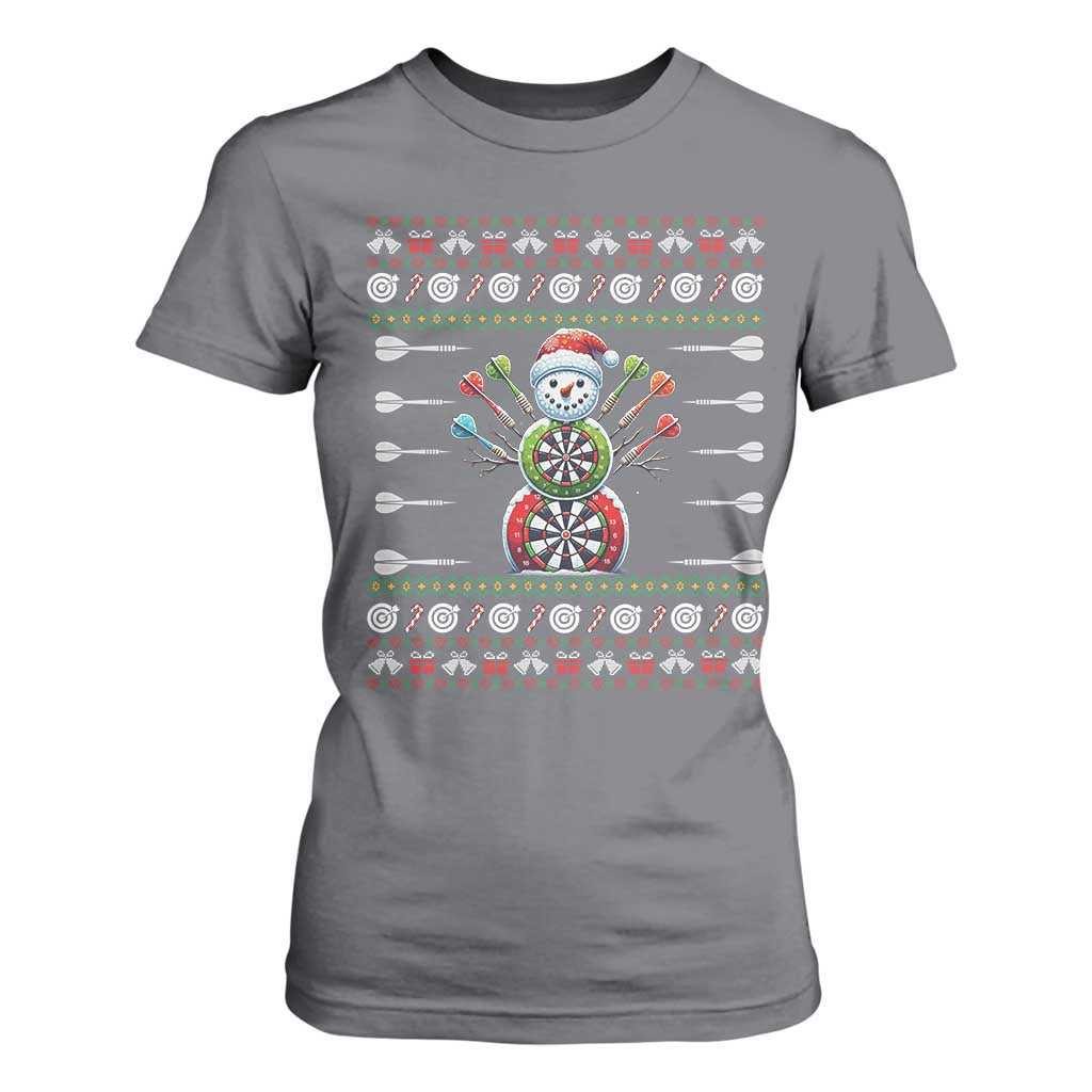 Funny Snowman Dartboard T Shirt For Women Dartist Ugly Christmas Gift TS12 Charcoal Print Your Wear