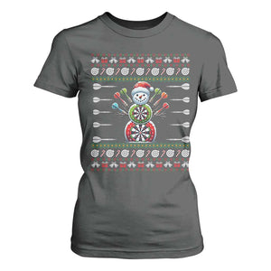Funny Snowman Dartboard T Shirt For Women Dartist Ugly Christmas Gift TS12 Dark Heather Print Your Wear