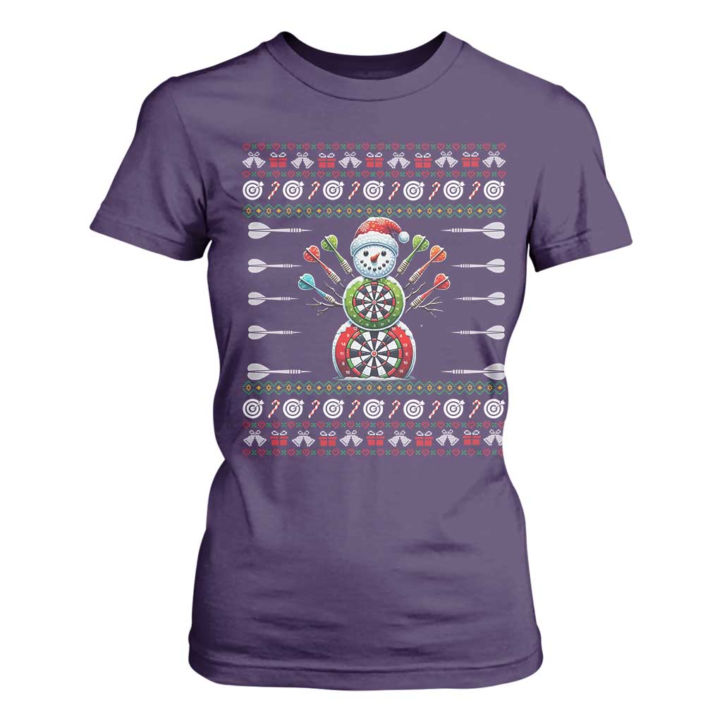 Funny Snowman Dartboard T Shirt For Women Dartist Ugly Christmas Gift TS12 Purple Print Your Wear