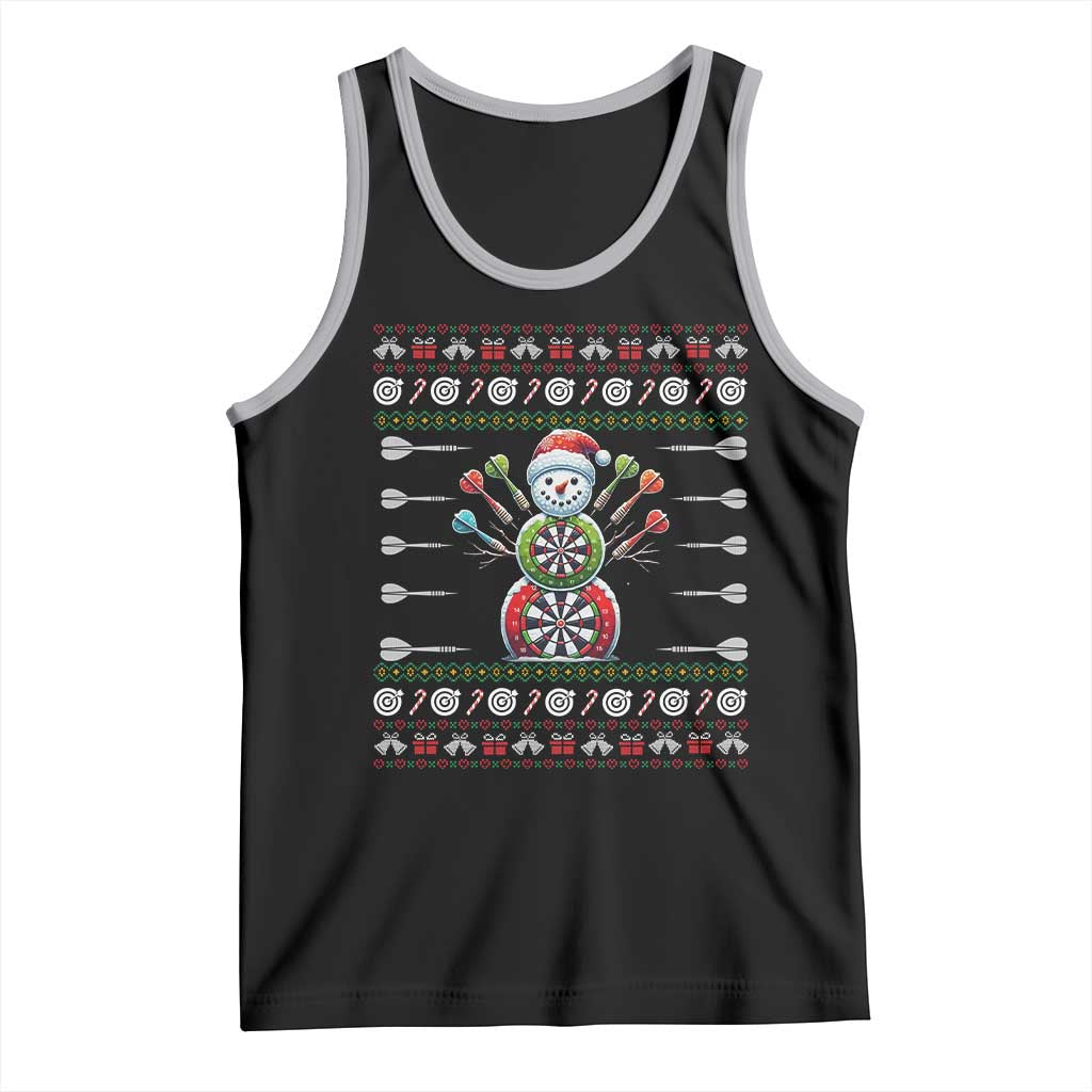 Funny Snowman Dartboard Tank Top Dartist Ugly Christmas Gift TS12 Black Athletic Heather Print Your Wear