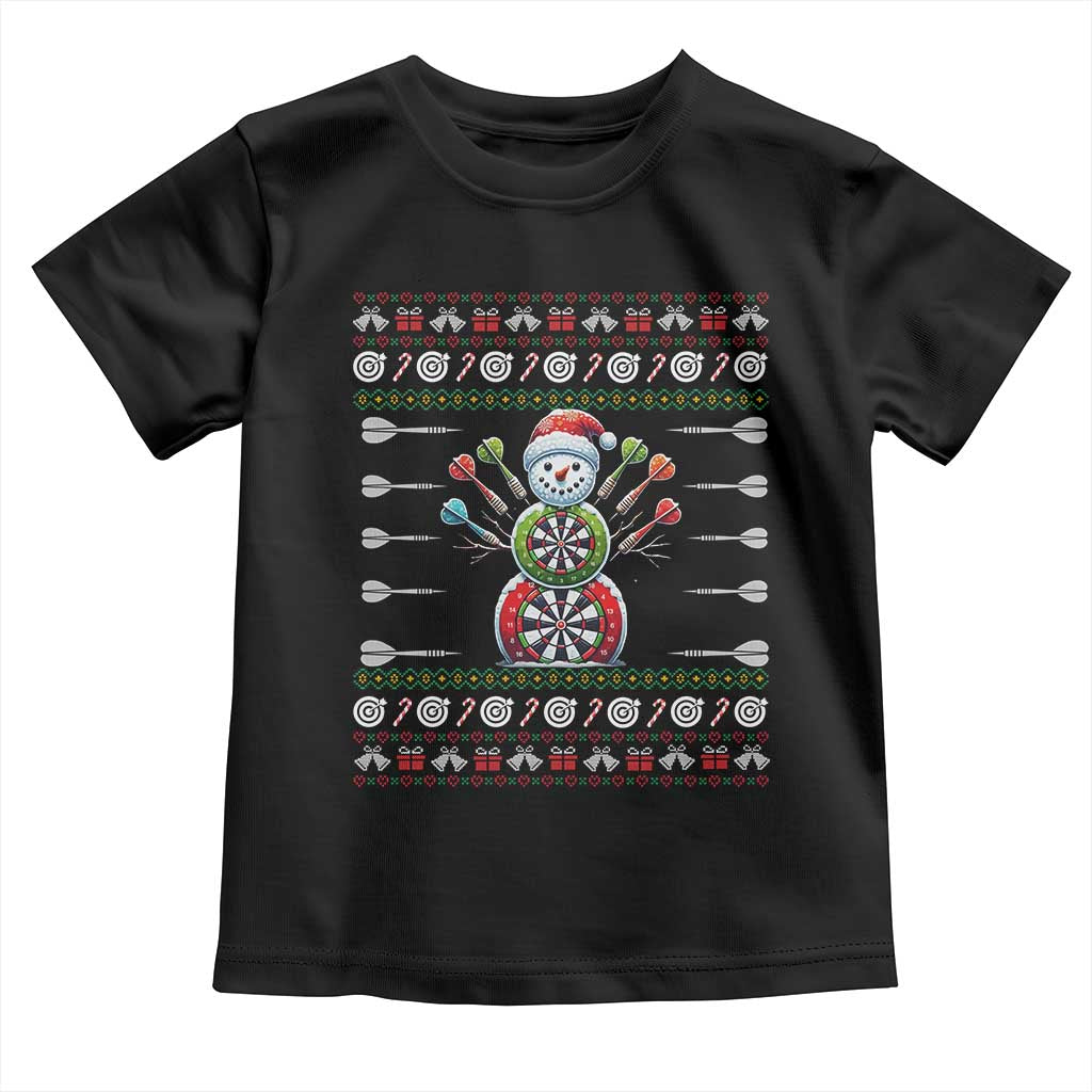 Funny Snowman Dartboard Toddler T Shirt Dartist Ugly Christmas Gift TS12 Black Print Your Wear