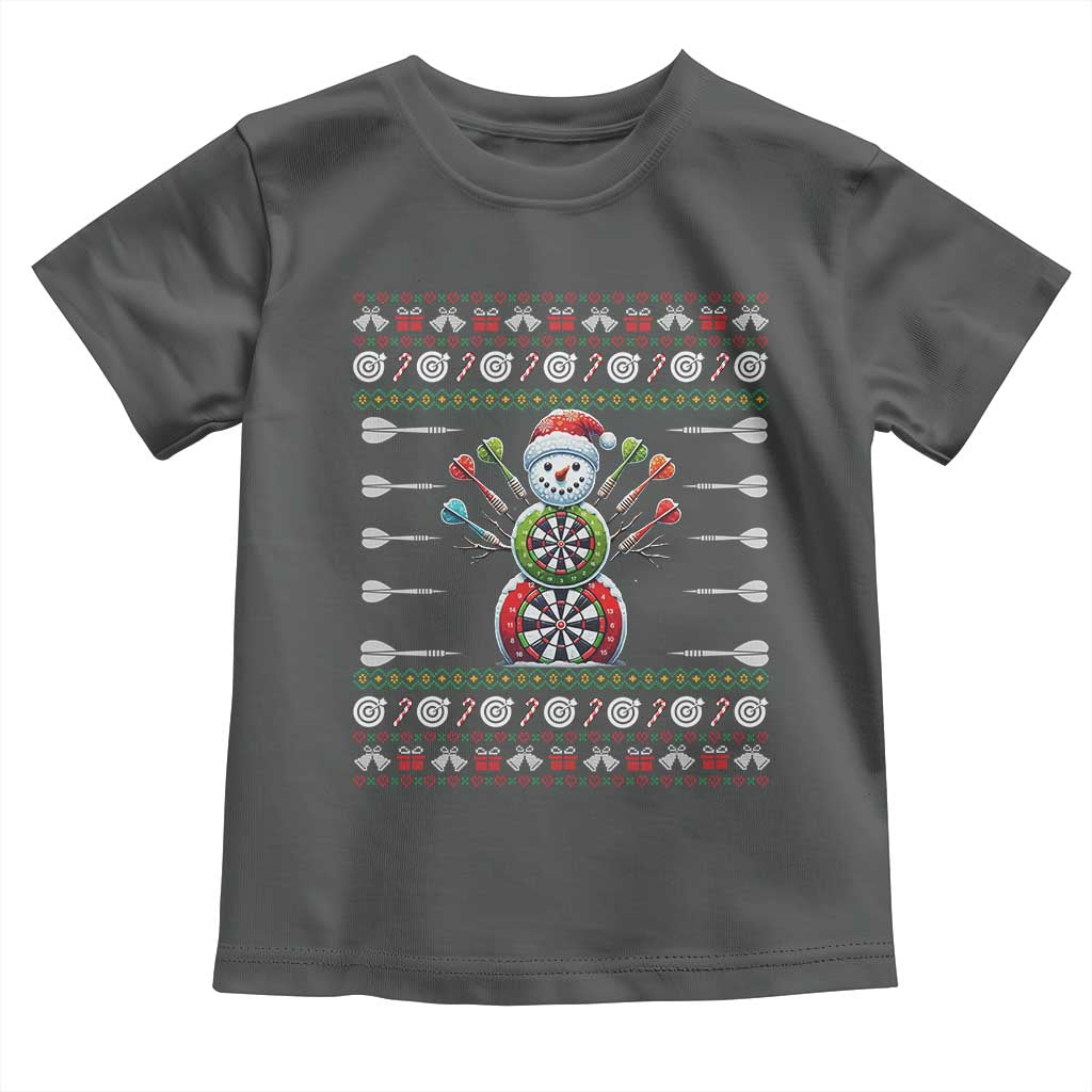 Funny Snowman Dartboard Toddler T Shirt Dartist Ugly Christmas Gift TS12 Dark Heather Print Your Wear