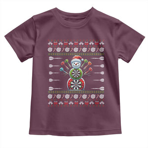 Funny Snowman Dartboard Toddler T Shirt Dartist Ugly Christmas Gift TS12 Maroon Print Your Wear