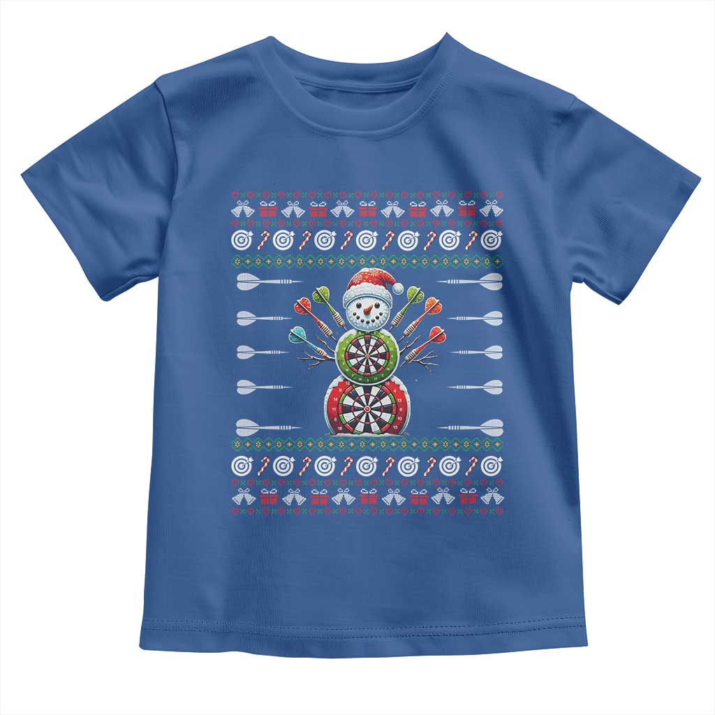 Funny Snowman Dartboard Toddler T Shirt Dartist Ugly Christmas Gift TS12 Royal Blue Print Your Wear
