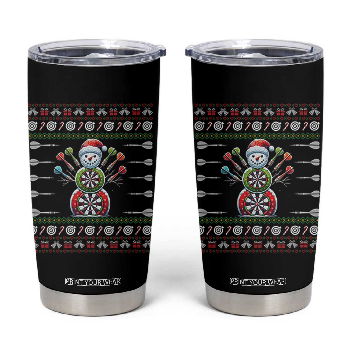 Funny Snowman Dartboard Tumbler Cup Dartist Ugly Christmas Gift TS12 Black Print Your Wear