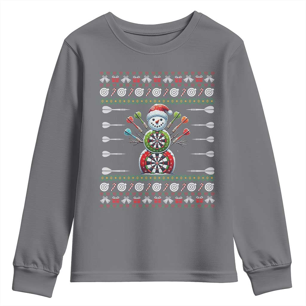 Funny Snowman Dartboard Youth Sweatshirt Dartist Ugly Christmas Gift TS12 Charcoal Print Your Wear