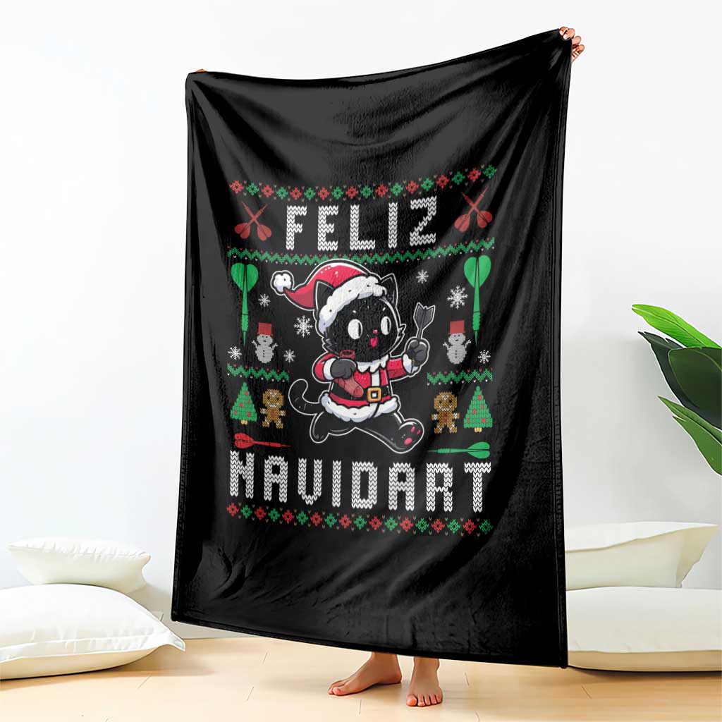 Santa Cat Feliz Navidart Throw Blanket Funny Dartist Ugly Christmas Gift TS12 Print Your Wear