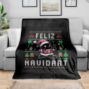 Santa Cat Feliz Navidart Throw Blanket Funny Dartist Ugly Christmas Gift TS12 Print Your Wear