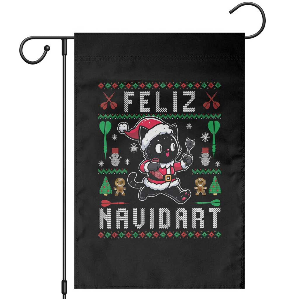 Santa Cat Feliz Navidart Garden Flag Funny Dartist Ugly Christmas Gift TS12 Black Print Your Wear