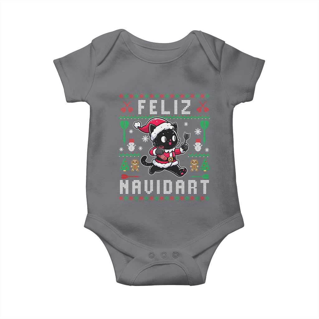 Santa Cat Feliz Navidart Baby Onesie Funny Dartist Ugly Christmas Gift TS12 Charcoal Print Your Wear