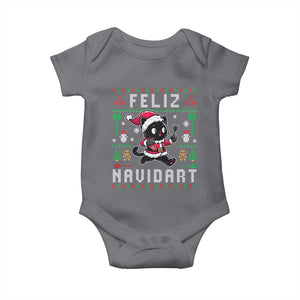Santa Cat Feliz Navidart Baby Onesie Funny Dartist Ugly Christmas Gift TS12 Charcoal Print Your Wear