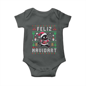 Santa Cat Feliz Navidart Baby Onesie Funny Dartist Ugly Christmas Gift TS12 Dark Heather Print Your Wear