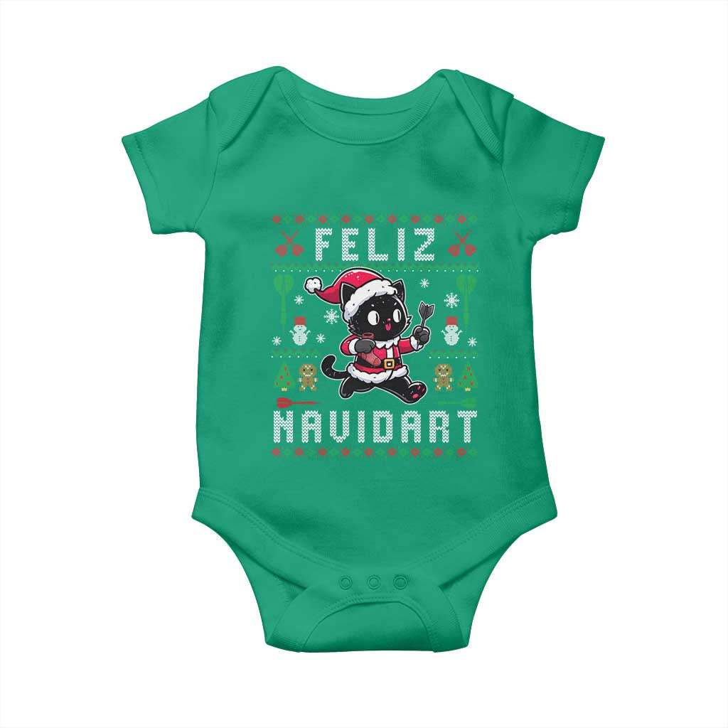 Santa Cat Feliz Navidart Baby Onesie Funny Dartist Ugly Christmas Gift TS12 Irish Green Print Your Wear