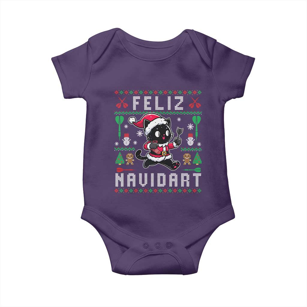 Santa Cat Feliz Navidart Baby Onesie Funny Dartist Ugly Christmas Gift TS12 Purple Print Your Wear