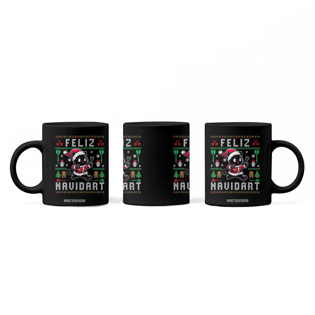 Santa Cat Feliz Navidart Coffee Mug Funny Dartist Ugly Christmas Gift TS12 Print Your Wear