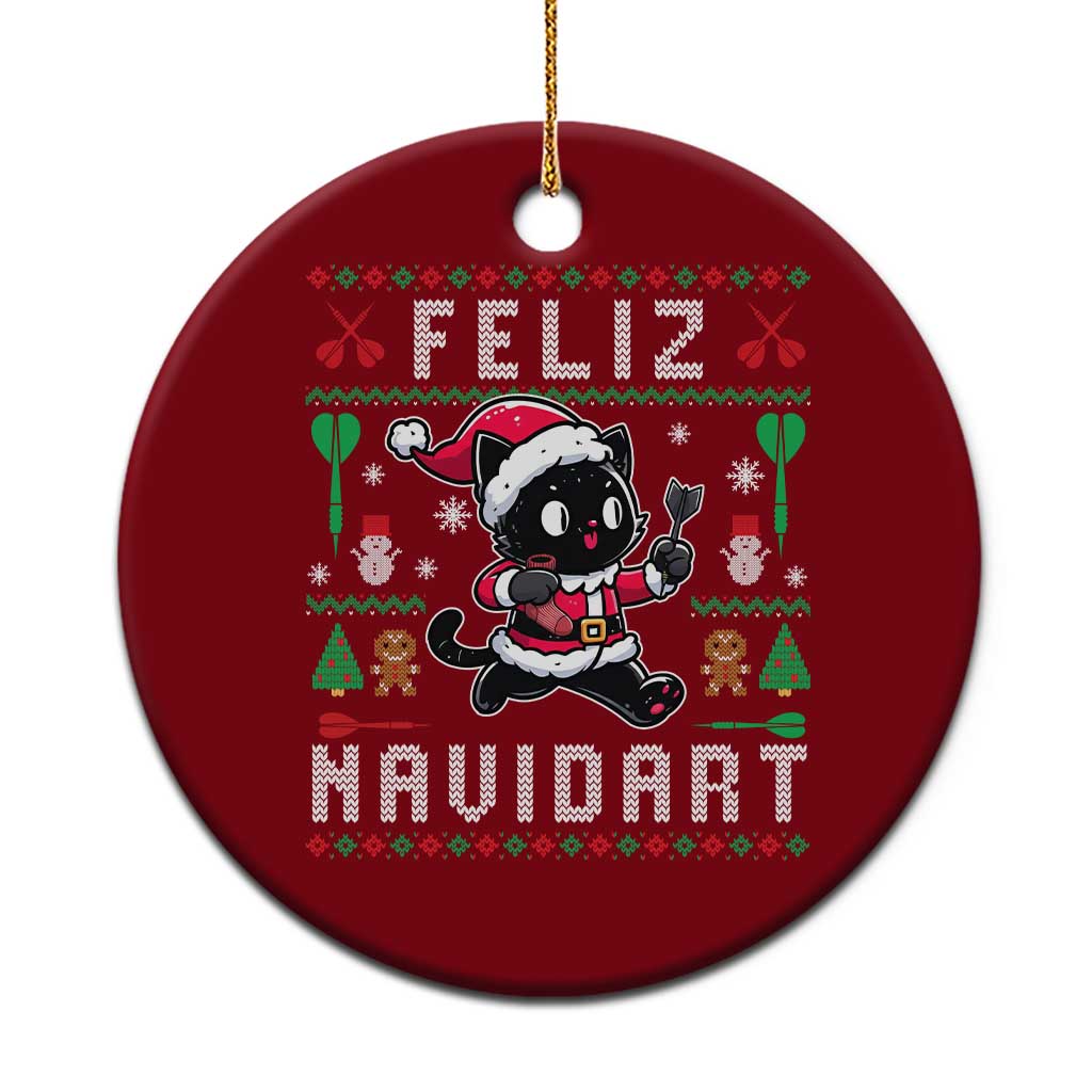 Santa Cat Feliz Navidart Ceramic Ornament Funny Dartist Ugly Christmas Gift TS12 1pc Red Print Your Wear