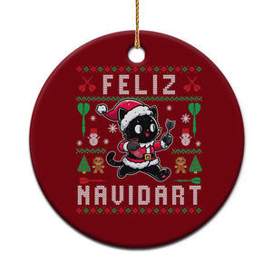 Santa Cat Feliz Navidart Ceramic Ornament Funny Dartist Ugly Christmas Gift TS12 1pc Red Print Your Wear