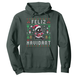 Santa Cat Feliz Navidart Hoodie Funny Dartist Ugly Christmas Gift TS12 Dark Forest Green Print Your Wear