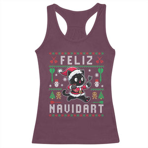 Santa Cat Feliz Navidart Racerback Tank Top Funny Dartist Ugly Christmas Gift TS12 Maroon Print Your Wear
