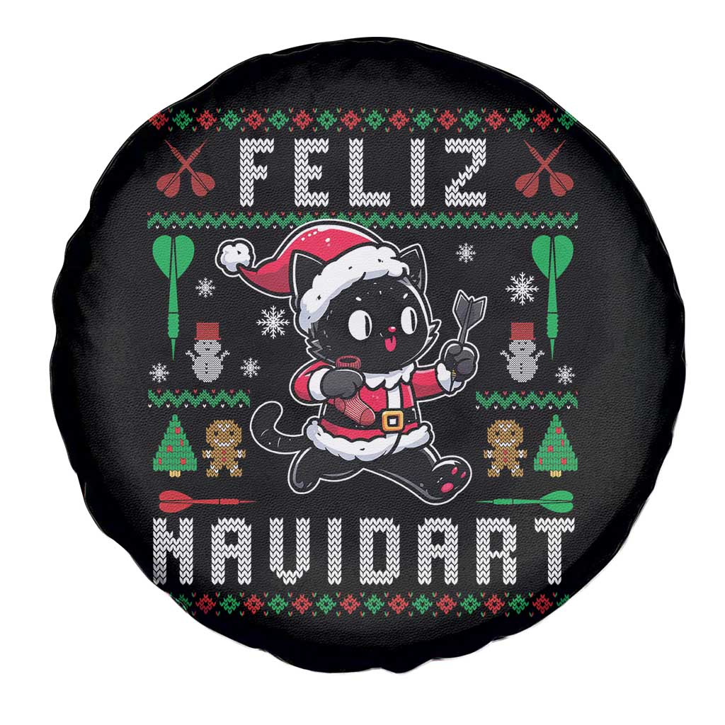 Santa Cat Feliz Navidart Spare Tire Cover Funny Dartist Ugly Christmas Gift TS12 Print Your Wear