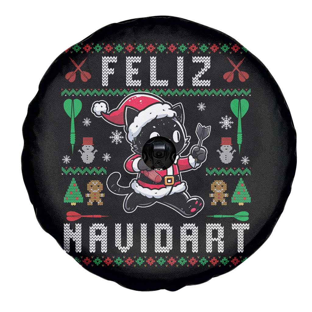 Santa Cat Feliz Navidart Spare Tire Cover Funny Dartist Ugly Christmas Gift TS12 Print Your Wear