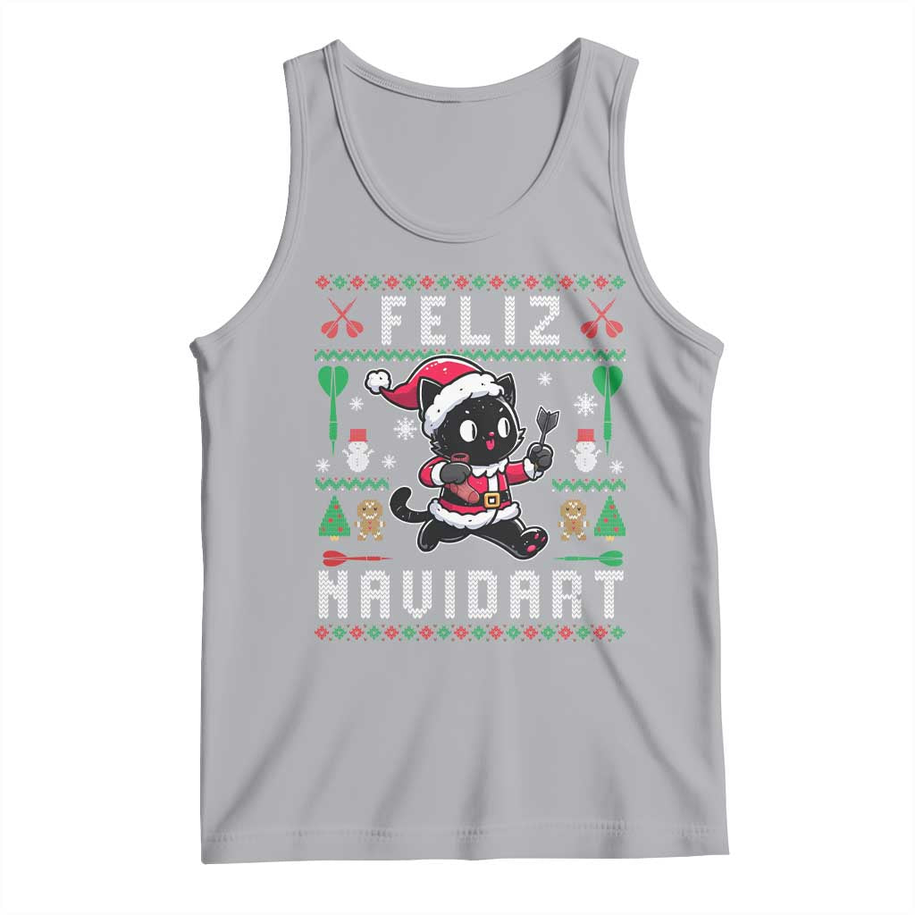 Santa Cat Feliz Navidart Tank Top Funny Dartist Ugly Christmas Gift TS12 Athletic Heather Print Your Wear