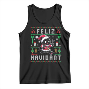 Santa Cat Feliz Navidart Tank Top Funny Dartist Ugly Christmas Gift TS12 Black Print Your Wear