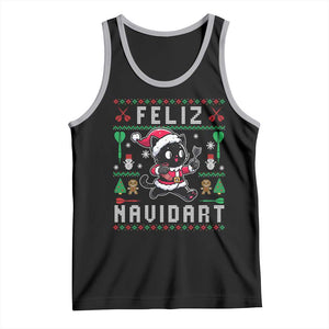 Santa Cat Feliz Navidart Tank Top Funny Dartist Ugly Christmas Gift TS12 Black Athletic Heather Print Your Wear