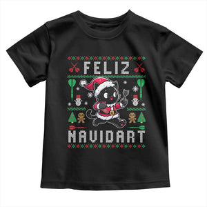Santa Cat Feliz Navidart Toddler T Shirt Funny Dartist Ugly Christmas Gift TS12 Black Print Your Wear