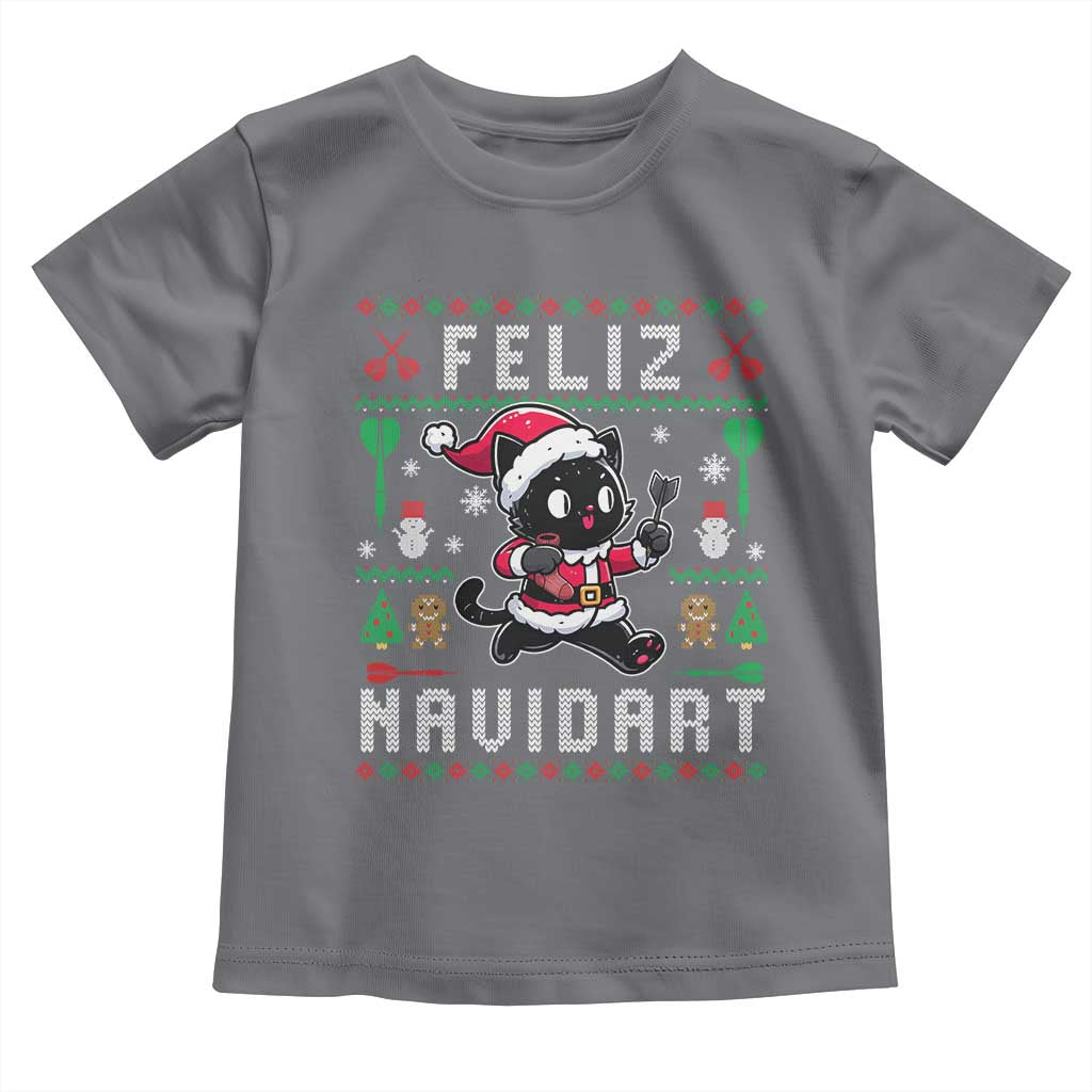 Santa Cat Feliz Navidart Toddler T Shirt Funny Dartist Ugly Christmas Gift TS12 Charcoal Print Your Wear