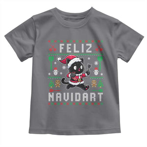 Santa Cat Feliz Navidart Toddler T Shirt Funny Dartist Ugly Christmas Gift TS12 Charcoal Print Your Wear