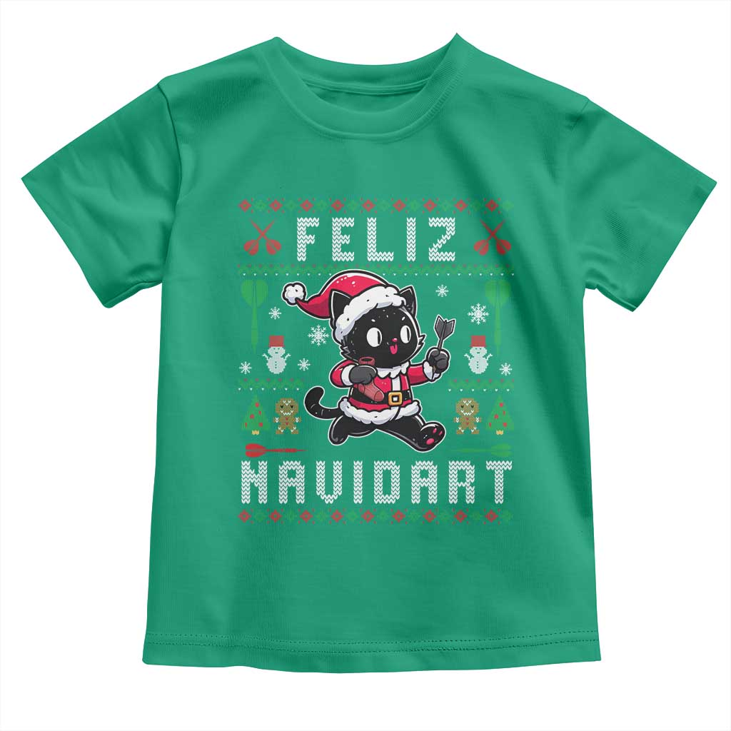 Santa Cat Feliz Navidart Toddler T Shirt Funny Dartist Ugly Christmas Gift TS12 Irish Green Print Your Wear
