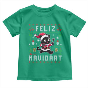 Santa Cat Feliz Navidart Toddler T Shirt Funny Dartist Ugly Christmas Gift TS12 Irish Green Print Your Wear
