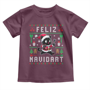 Santa Cat Feliz Navidart Toddler T Shirt Funny Dartist Ugly Christmas Gift TS12 Maroon Print Your Wear