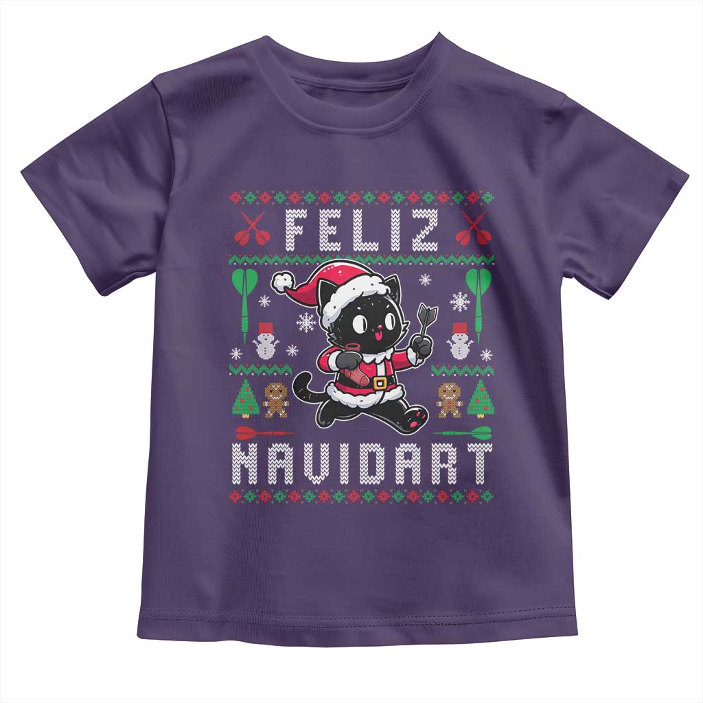 Santa Cat Feliz Navidart Toddler T Shirt Funny Dartist Ugly Christmas Gift TS12 Purple Print Your Wear