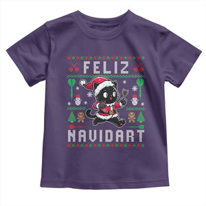 Santa Cat Feliz Navidart Toddler T Shirt Funny Dartist Ugly Christmas Gift TS12 Purple Print Your Wear