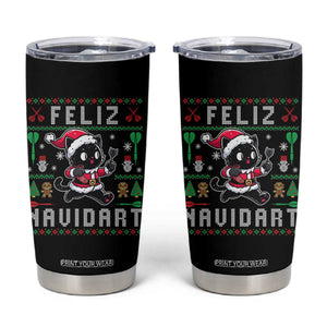 Santa Cat Feliz Navidart Tumbler Cup Funny Dartist Ugly Christmas Gift TS12 Black Print Your Wear
