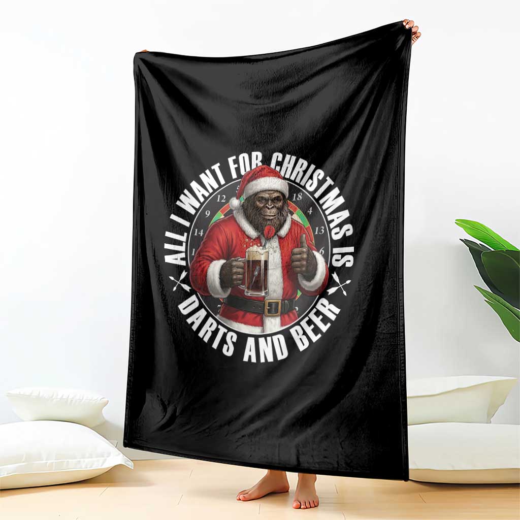 Funny Santa Bigfoot Dartist Beer Lover Throw Blanket Merry Dartsmas Christmas Gift TS12 Print Your Wear