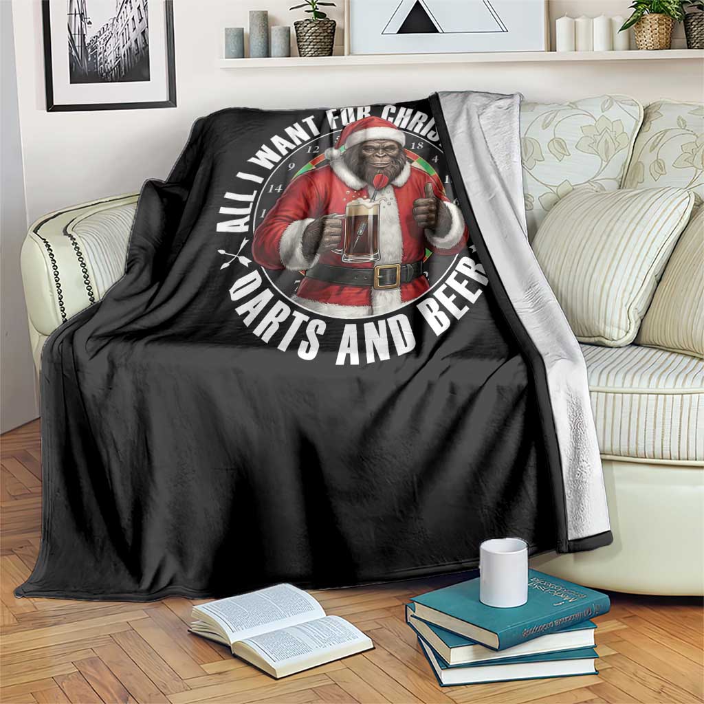 Funny Santa Bigfoot Dartist Beer Lover Throw Blanket Merry Dartsmas Christmas Gift TS12 Print Your Wear