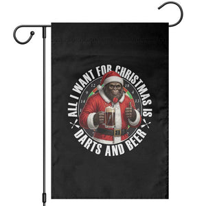 Funny Santa Bigfoot Dartist Beer Lover Garden Flag Merry Dartsmas Christmas Gift TS12 Black Print Your Wear