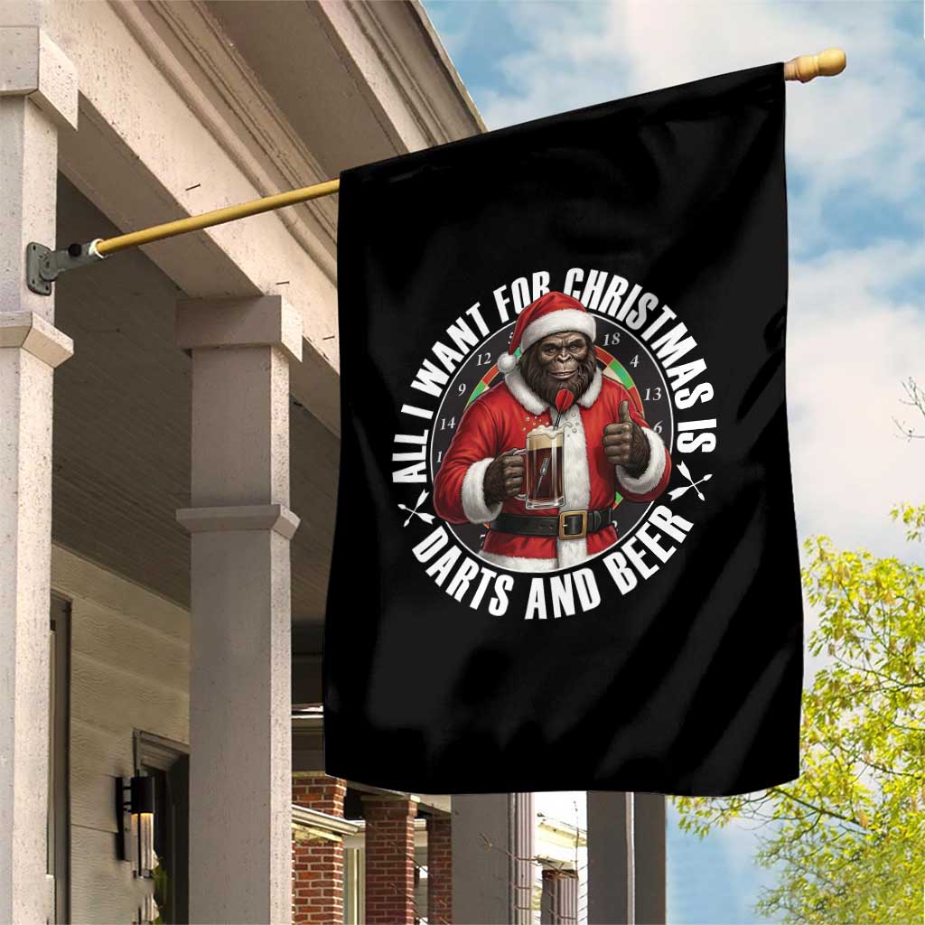 Funny Santa Bigfoot Dartist Beer Lover Garden Flag Merry Dartsmas Christmas Gift TS12 Print Your Wear