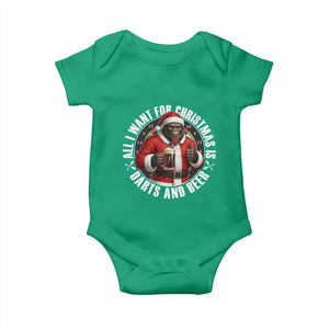 Funny Santa Bigfoot Dartist Beer Lover Baby Onesie Merry Dartsmas Christmas Gift TS12 Irish Green Print Your Wear