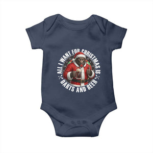 Funny Santa Bigfoot Dartist Beer Lover Baby Onesie Merry Dartsmas Christmas Gift TS12 Navy Print Your Wear