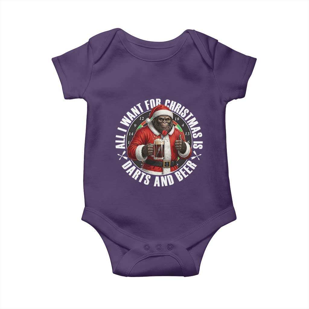 Funny Santa Bigfoot Dartist Beer Lover Baby Onesie Merry Dartsmas Christmas Gift TS12 Purple Print Your Wear