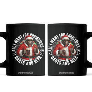 Funny Santa Bigfoot Dartist Beer Lover Coffee Mug Merry Dartsmas Christmas Gift TS12 Black Print Your Wear