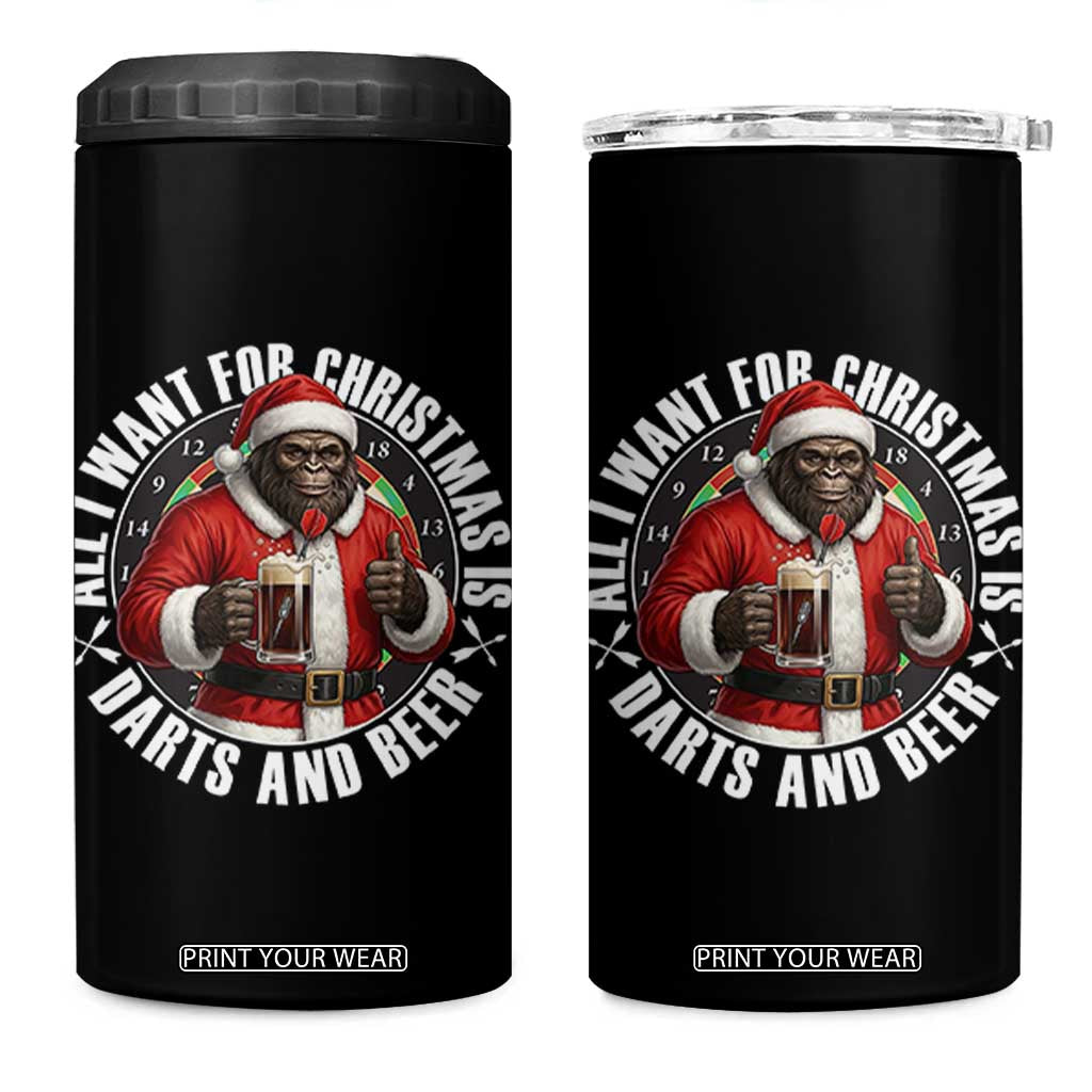 Funny Santa Bigfoot Dartist Beer Lover 4 in 1 Can Cooler Tumbler Merry Dartsmas Christmas Gift TS12 One Size: 16 oz Black Print Your Wear