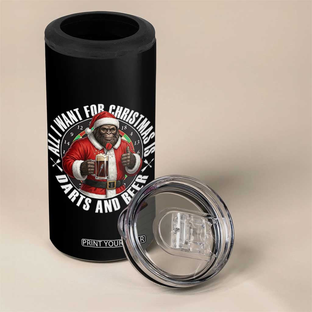 Funny Santa Bigfoot Dartist Beer Lover 4 in 1 Can Cooler Tumbler Merry Dartsmas Christmas Gift TS12 Print Your Wear